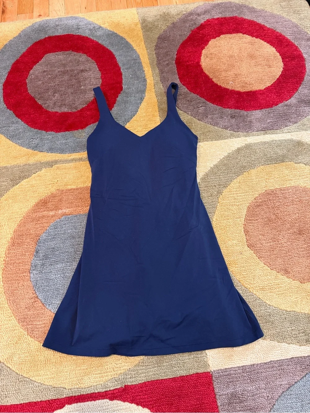 Lululemon Align Dress Navy Blue Built in Bra & Shorts Nulu Size 4 Runs Small